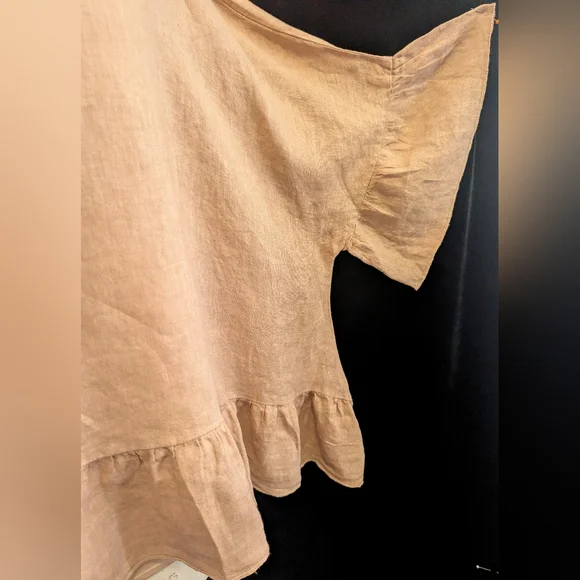 NWT Liabella Brown 100% LINEN Ruffle Sleeve Blouse 3x-4x - Picture 2 of 6